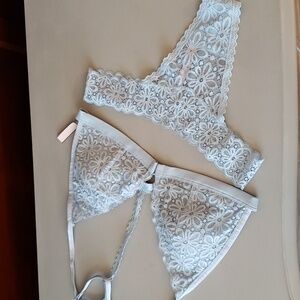NWOT baby blue Bralette and thong